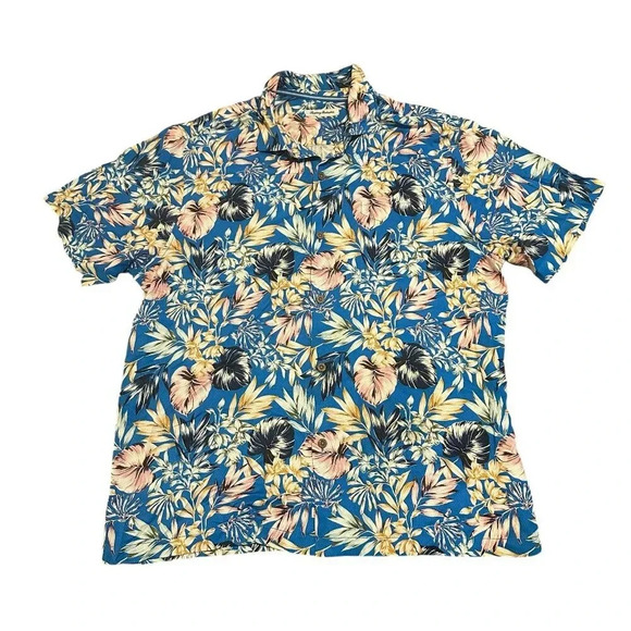 Tommy Bahama Uluru Fronds Silk Camp Shirt Picasso Blue Floral Button-Down XL Men - Picture 1 of 10
